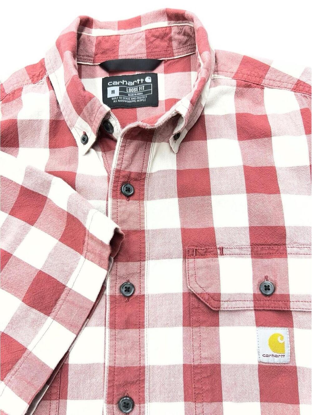 Carhartt Red Buffalo Plaid Button Down Shirt | Loose Fit Workwear